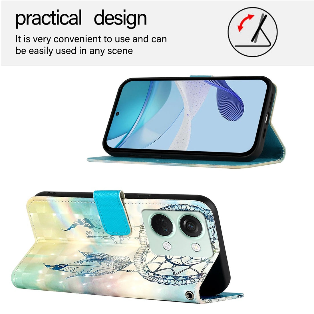 OnePlus Nord 3 Leather Flip Phone Case with 3D Painted Design, Card Holder, Wallet & Stand Function - Durable Protection & Easy Access