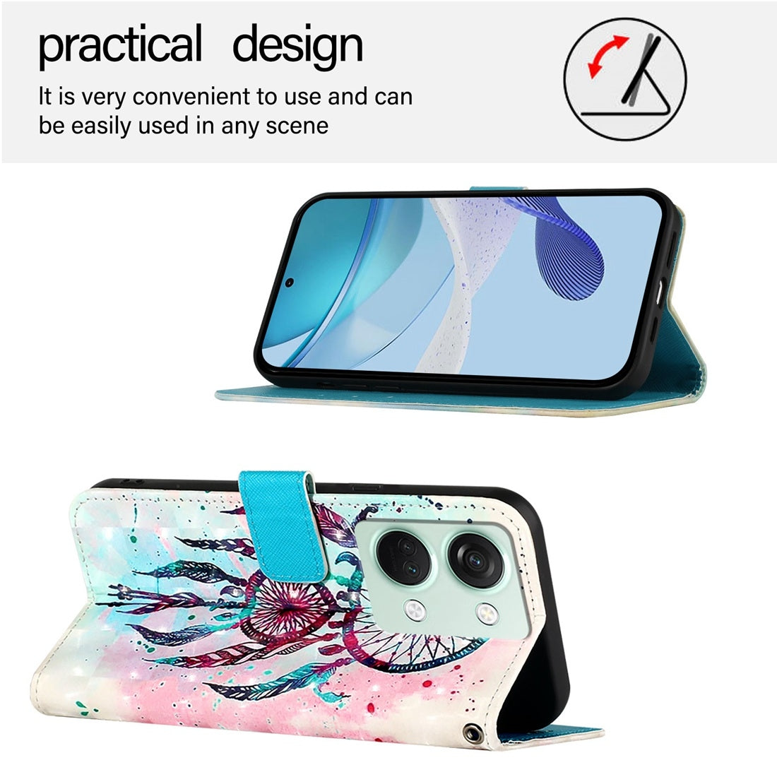 OnePlus Nord 3 Leather Flip Phone Case with 3D Painted Design, Card Holder, Wallet & Stand Function - Durable Protection & Easy Access