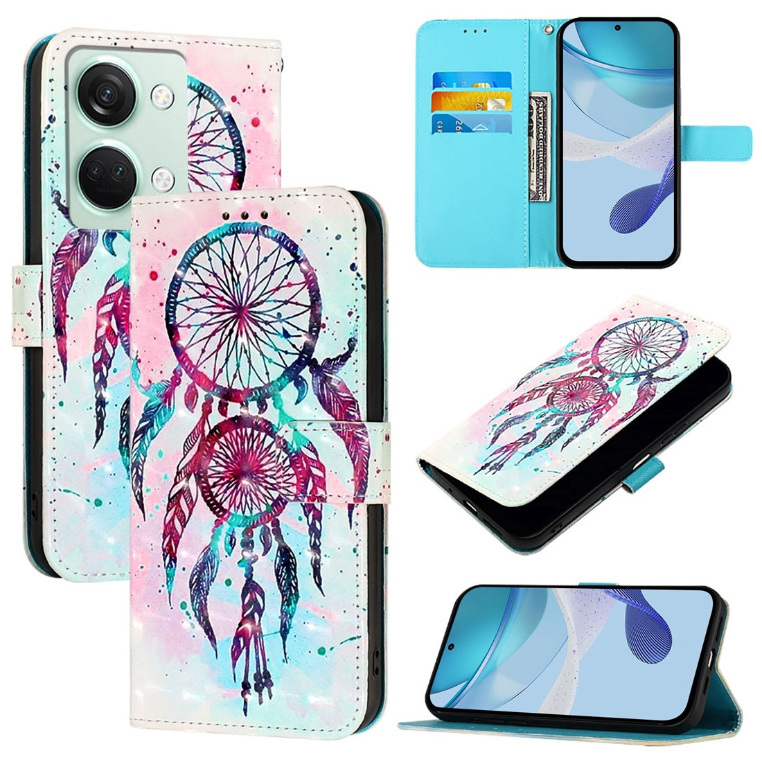 OnePlus Nord 3 Leather Flip Phone Case with 3D Painted Design, Card Holder, Wallet & Stand Function - Durable Protection & Easy Access
