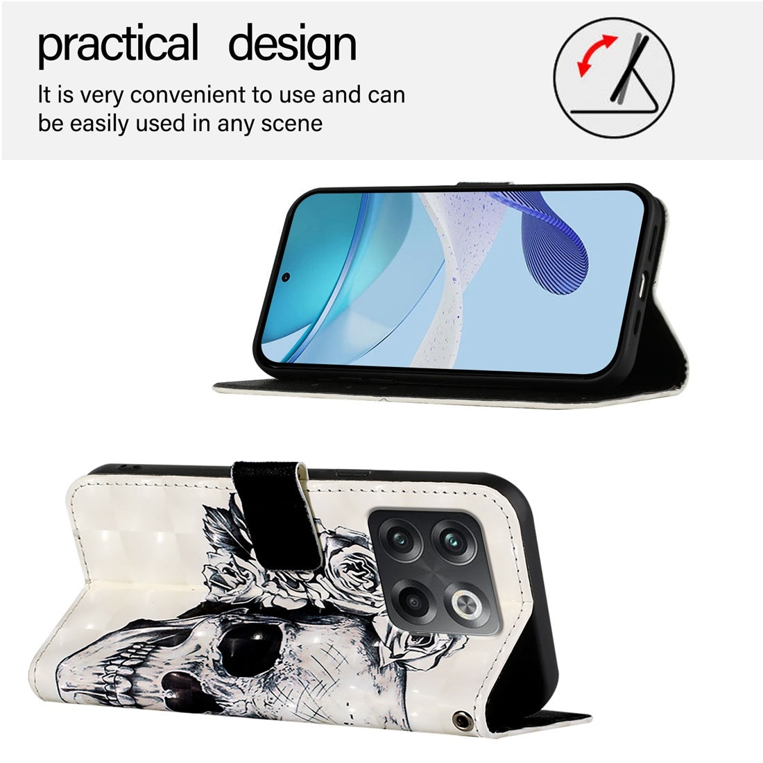 OnePlus Ace Pro Leather Flip Phone Case with 3D Painted Design, Card Holder, Wallet & Stand Function - Durable Protection & Easy Access