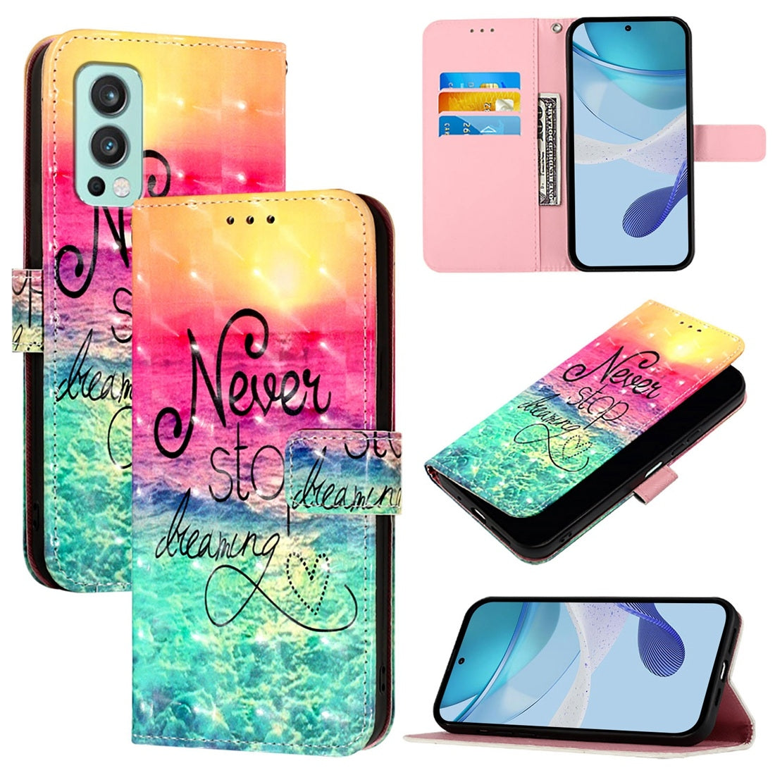 OnePlus Nord 2 5G Leather Flip Phone Case with 3D Painted Design, Card Holder, Wallet & Stand Function - Durable Protection & Easy Access