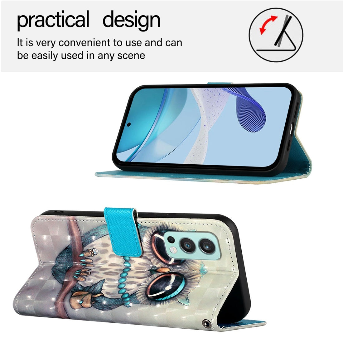 OnePlus Nord 2 5G Leather Flip Phone Case with 3D Painted Design, Card Holder, Wallet & Stand Function - Durable Protection & Easy Access