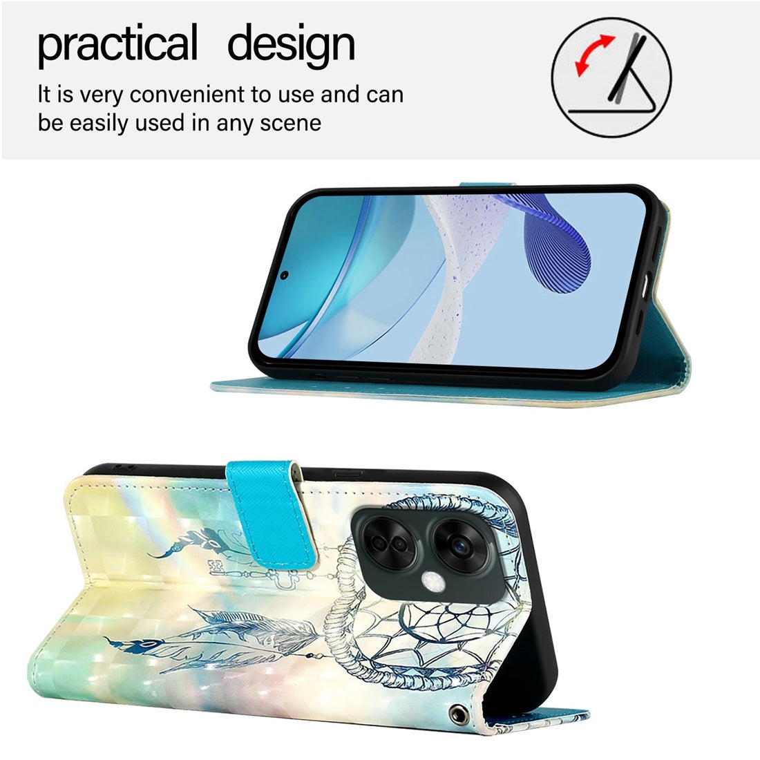 OnePlus Nord N30 Leather Flip Phone Case with 3D Painted Design, Card Holder, Wallet & Stand Function - Durable Protection & Easy Access