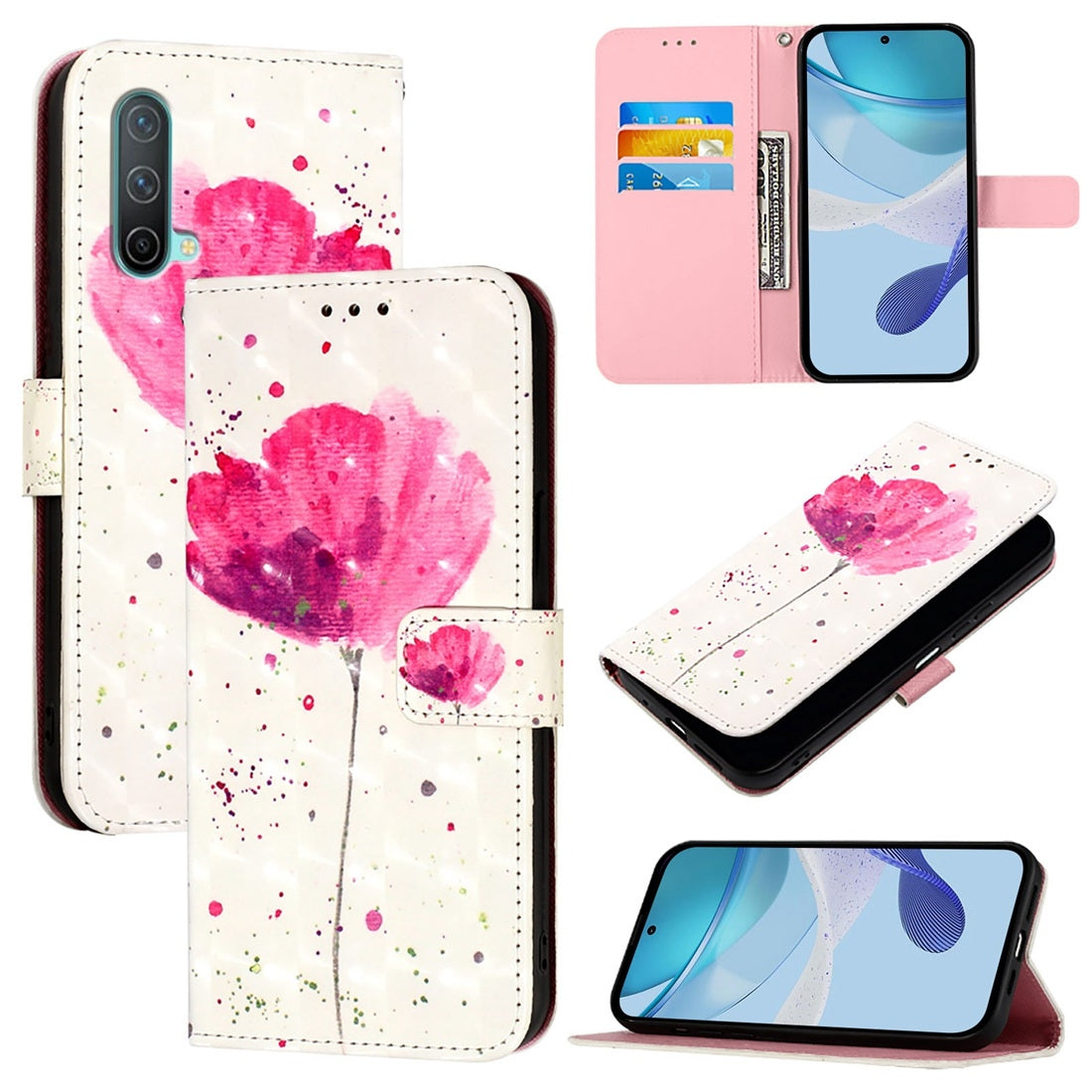 OnePlus Nord CE 5G Leather Flip Phone Case with 3D Painted Design, Card Holder, Wallet & Stand Function - Durable Protection & Easy Access