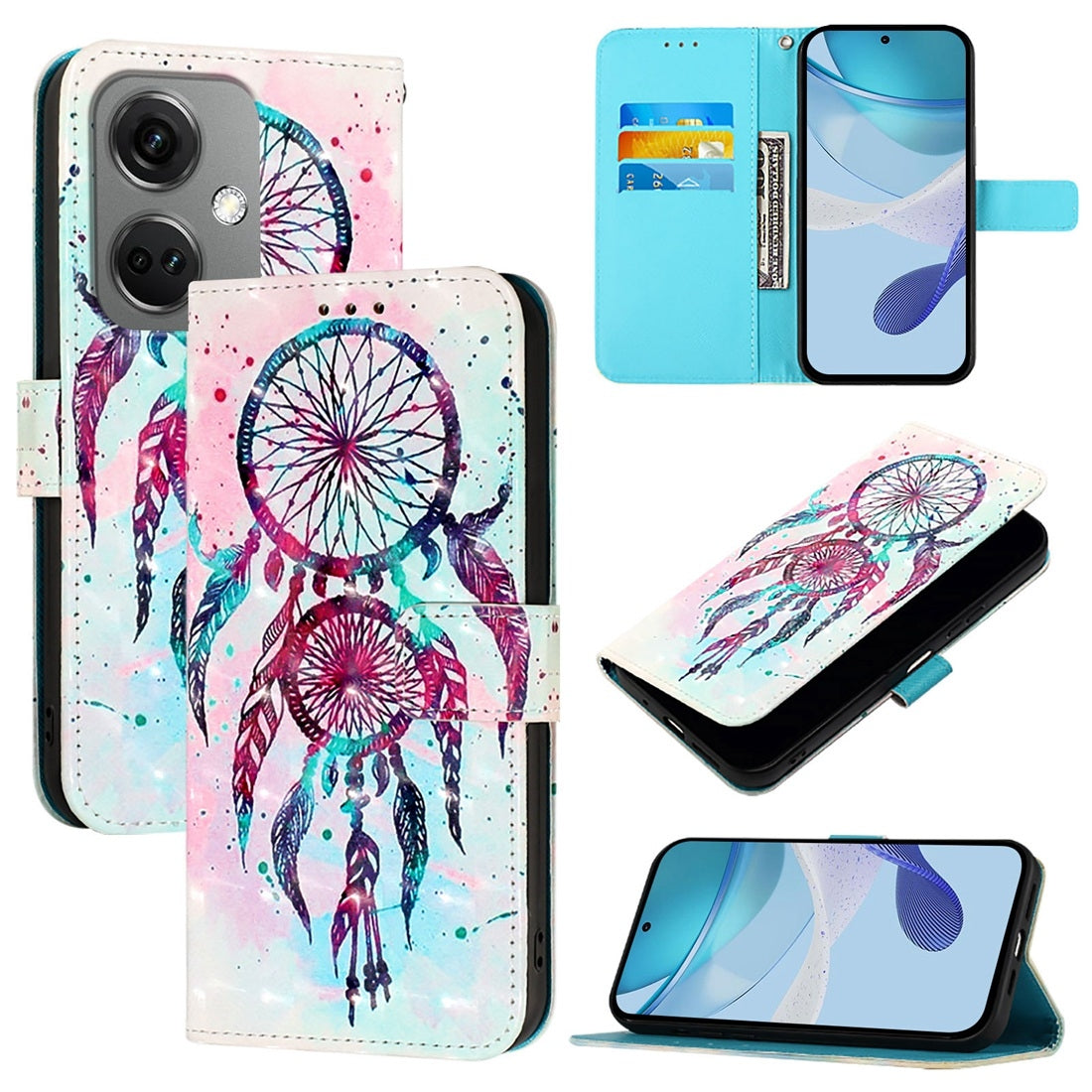 OnePlus Nord CE3 India Leather Flip Phone Case with 3D Painted Design, Card Holder, Wallet & Stand Function - Durable Protection & Easy Access