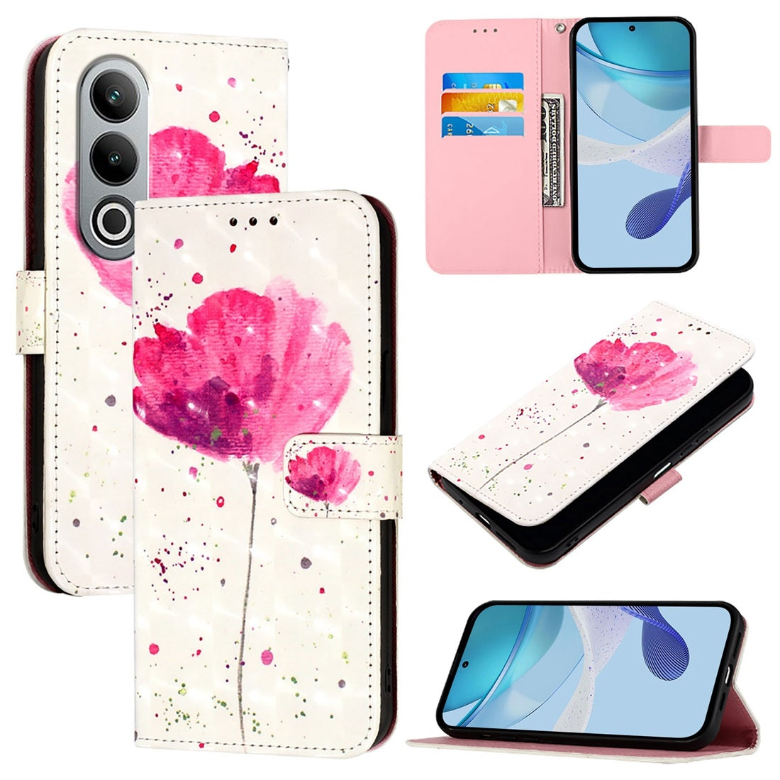 OnePlus Nord CE4 Leather Flip Phone Case with 3D Painted Design, Card Holder, Wallet & Stand Function - Durable Protection & Easy Access