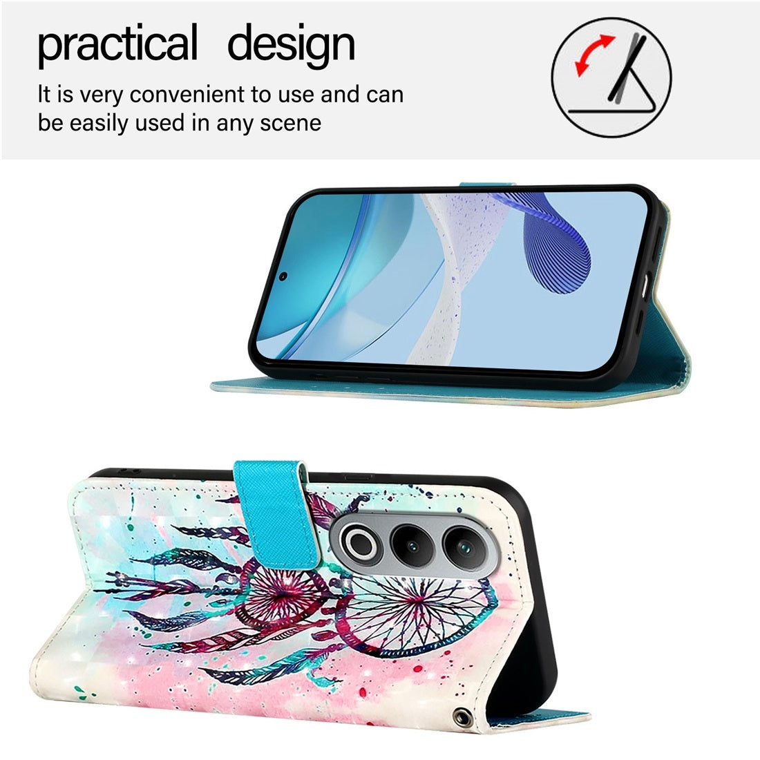 OnePlus Nord CE4 Leather Flip Phone Case with 3D Painted Design, Card Holder, Wallet & Stand Function - Durable Protection & Easy Access