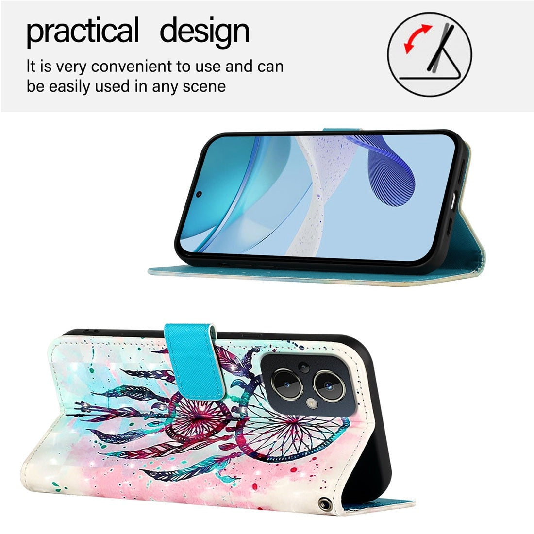 OnePlus Nord N20 5G Leather Flip Phone Case with 3D Painted Design, Card Holder, Wallet & Stand Function - Durable Protection & Easy Access