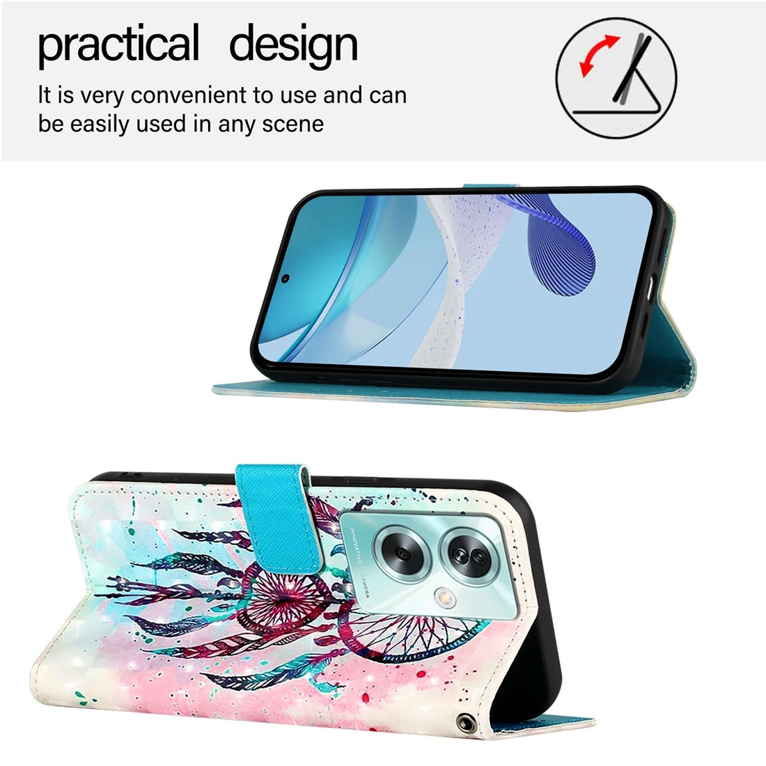 OnePlus Nord N30 SE Leather Flip Phone Case with 3D Painted Design, Card Holder, Wallet & Stand Function - Durable Protection & Easy Access