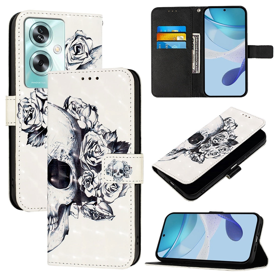 OnePlus Nord N30 SE Leather Flip Phone Case with 3D Painted Design, Card Holder, Wallet & Stand Function - Durable Protection & Easy Access