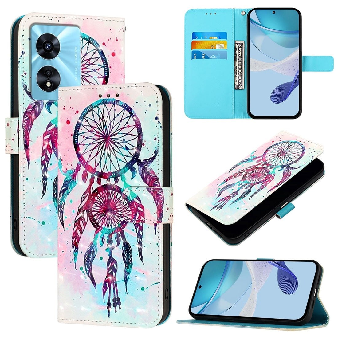 OnePlus Nord N300 Leather Flip Phone Case with 3D Painted Design, Card Holder, Wallet & Stand Function - Durable Protection & Easy Access