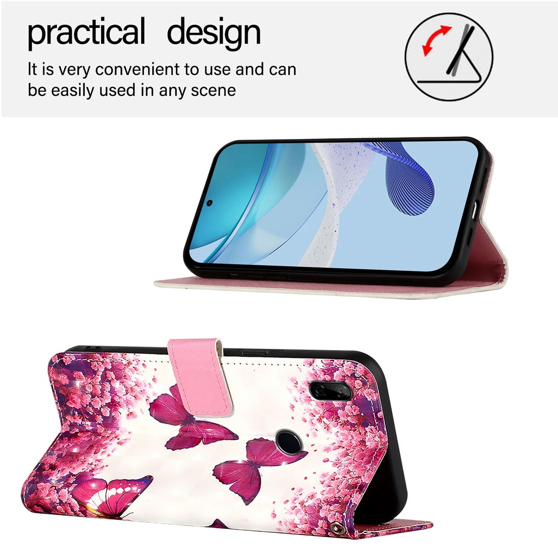 Huawei P Smart Z Leather Flip Phone Case with 3D Painted Design, Card Holder, Wallet & Stand Function - Durable Protection & Easy Access