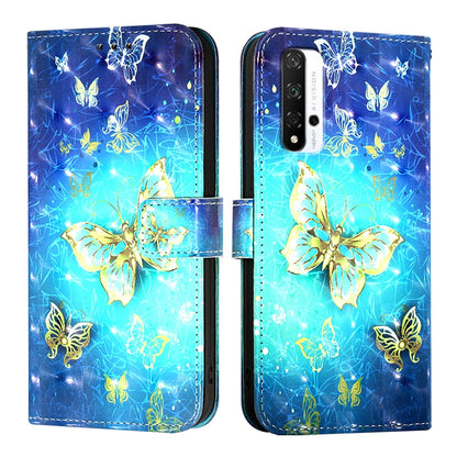 Honor 20 Leather Flip Phone Case with 3D Painted Design, Card Holder, Wallet & Stand Function - Durable Protection & Easy Access
