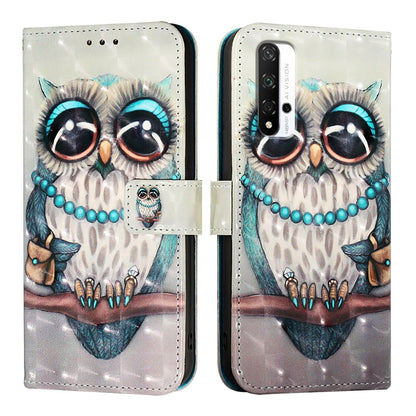 Honor 20 Pro Leather Flip Phone Case with 3D Painted Design, Card Holder, Wallet & Stand Function - Durable Protection & Easy Access