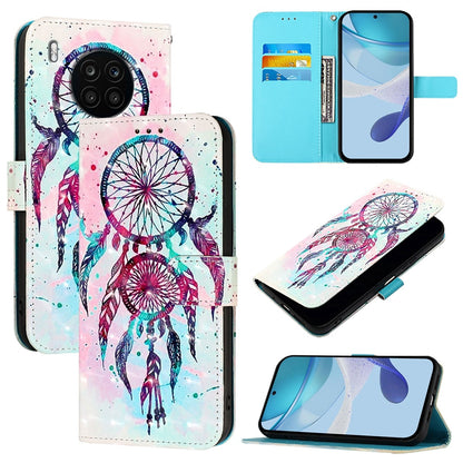 Honor 50 Lite Leather Flip Phone Case with 3D Painted Design, Card Holder, Wallet & Stand Function - Durable Protection & Easy Access