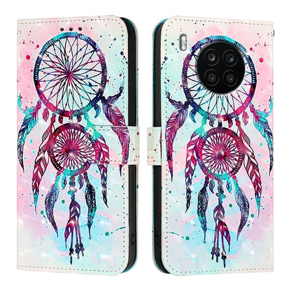 Honor 50 Lite Leather Flip Phone Case with 3D Painted Design, Card Holder, Wallet & Stand Function - Durable Protection & Easy Access