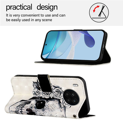 Huawei Nova 8i Leather Flip Phone Case with 3D Painted Design, Card Holder, Wallet & Stand Function - Durable Protection & Easy Access