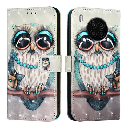 Huawei Nova 8i Leather Flip Phone Case with 3D Painted Design, Card Holder, Wallet & Stand Function - Durable Protection & Easy Access