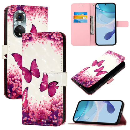 Honor 50 Pro Leather Flip Phone Case with 3D Painted Design, Card Holder, Wallet & Stand Function - Durable Protection & Easy Access