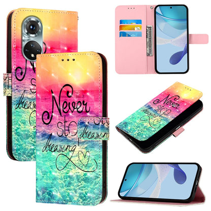 Honor 50 Pro Leather Flip Phone Case with 3D Painted Design, Card Holder, Wallet & Stand Function - Durable Protection & Easy Access
