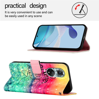 Honor 50 Pro Leather Flip Phone Case with 3D Painted Design, Card Holder, Wallet & Stand Function - Durable Protection & Easy Access