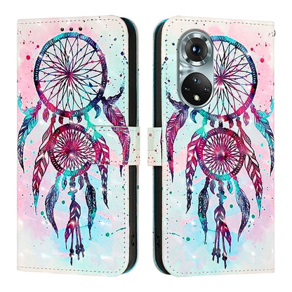 Honor 50 Pro Leather Flip Phone Case with 3D Painted Design, Card Holder, Wallet & Stand Function - Durable Protection & Easy Access