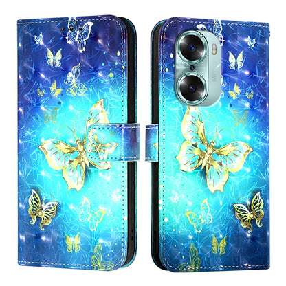 Honor 60 Leather Flip Phone Case with 3D Painted Design, Card Holder, Wallet & Stand Function - Durable Protection & Easy Access