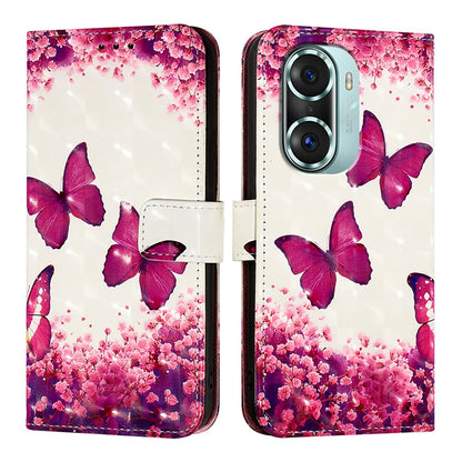 Honor 60 Pro Leather Flip Phone Case with 3D Painted Design, Card Holder, Wallet & Stand Function - Durable Protection & Easy Access