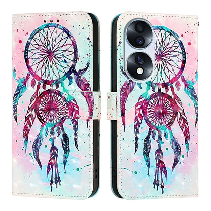 Honor 70 Leather Flip Phone Case with 3D Painted Design, Card Holder, Wallet & Stand Function - Durable Protection & Easy Access
