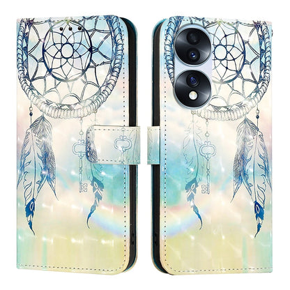 Honor 70 Pro Leather Flip Phone Case with 3D Painted Design, Card Holder, Wallet & Stand Function - Durable Protection & Easy Access