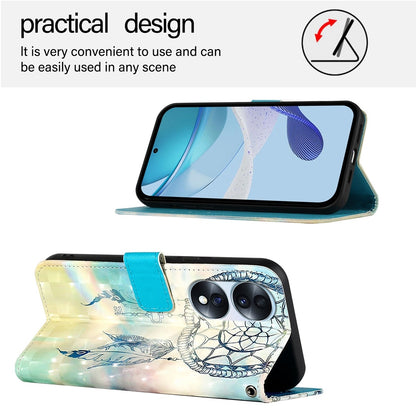 Honor 70 Pro Leather Flip Phone Case with 3D Painted Design, Card Holder, Wallet & Stand Function - Durable Protection & Easy Access