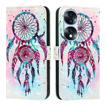 Honor 70 Pro Leather Flip Phone Case with 3D Painted Design, Card Holder, Wallet & Stand Function - Durable Protection & Easy Access
