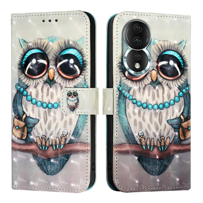 Honor 80 Leather Flip Phone Case with 3D Painted Design, Card Holder, Wallet & Stand Function - Durable Protection & Easy Access