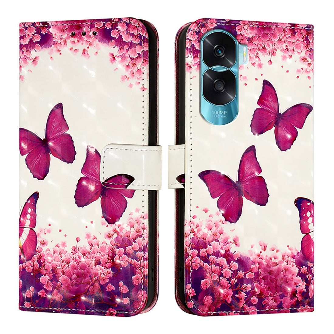 Honor 90 Lite Leather Flip Phone Case with 3D Painted Design, Card Holder, Wallet & Stand Function - Durable Protection & Easy Access