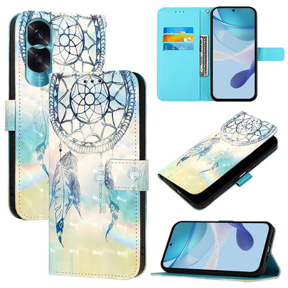 Honor 90 Lite Leather Flip Phone Case with 3D Painted Design, Card Holder, Wallet & Stand Function - Durable Protection & Easy Access