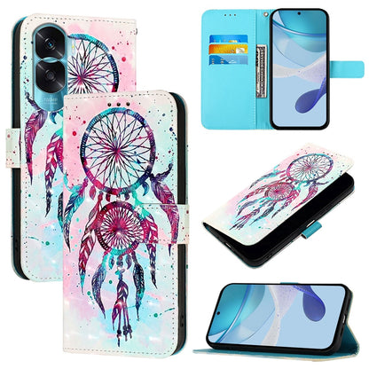 Honor 90 Lite Leather Flip Phone Case with 3D Painted Design, Card Holder, Wallet & Stand Function - Durable Protection & Easy Access