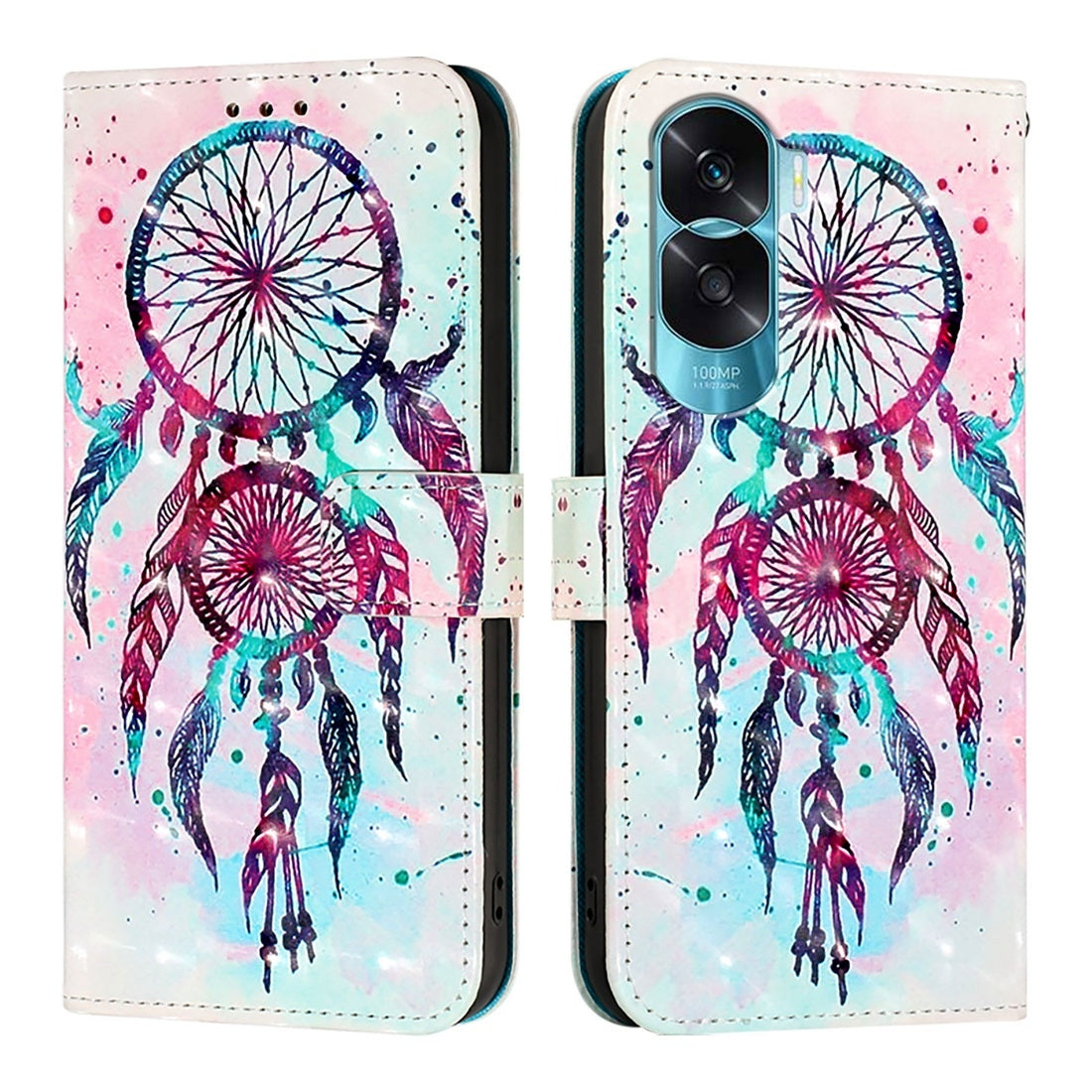 Honor 90 Lite Leather Flip Phone Case with 3D Painted Design, Card Holder, Wallet & Stand Function - Durable Protection & Easy Access