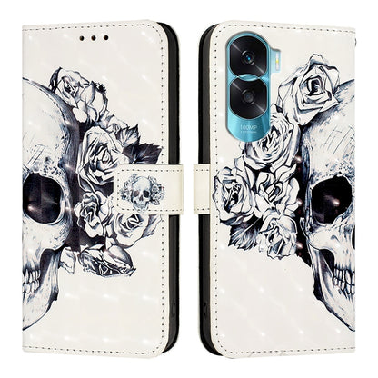 Honor 90 Lite Leather Flip Phone Case with 3D Painted Design, Card Holder, Wallet & Stand Function - Durable Protection & Easy Access