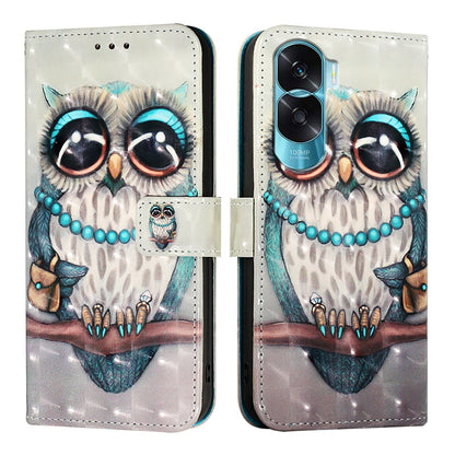 Honor 90 Lite Leather Flip Phone Case with 3D Painted Design, Card Holder, Wallet & Stand Function - Durable Protection & Easy Access