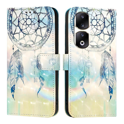 Honor 90 Pro Leather Flip Phone Case with 3D Painted Design, Card Holder, Wallet & Stand Function - Durable Protection & Easy Access