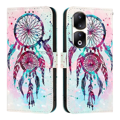 Honor 90 Pro Leather Flip Phone Case with 3D Painted Design, Card Holder, Wallet & Stand Function - Durable Protection & Easy Access