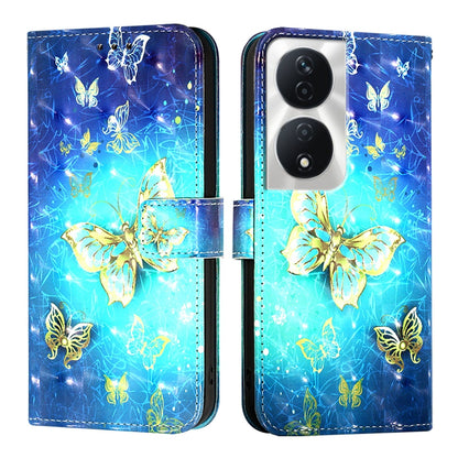 Honor X7b 4G Leather Flip Phone Case with 3D Painted Design, Card Holder, Wallet & Stand Function - Durable Protection & Easy Access