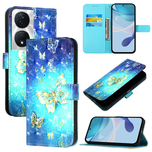 Honor X7b 4G Leather Flip Phone Case with 3D Painted Design, Card Holder, Wallet & Stand Function - Durable Protection & Easy Access