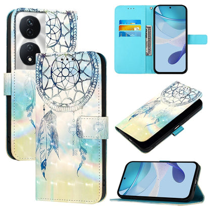 Honor X7b 4G Leather Flip Phone Case with 3D Painted Design, Card Holder, Wallet & Stand Function - Durable Protection & Easy Access