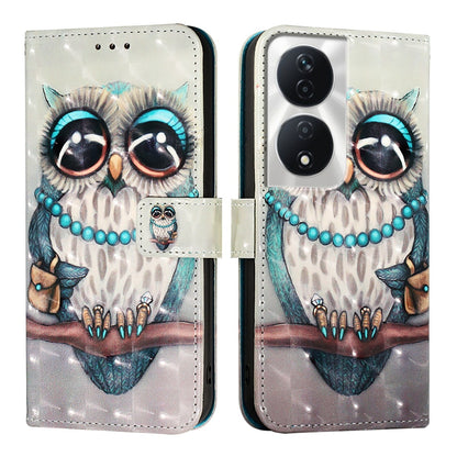 Honor X7b 4G Leather Flip Phone Case with 3D Painted Design, Card Holder, Wallet & Stand Function - Durable Protection & Easy Access