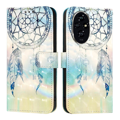 Honor 200 Leather Flip Phone Case with 3D Painted Design, Card Holder, Wallet & Stand Function - Durable Protection & Easy Access