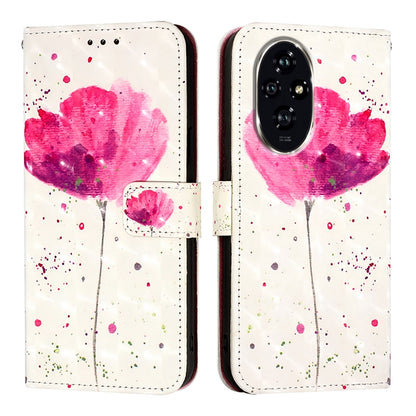 Honor 200 Leather Flip Phone Case with 3D Painted Design, Card Holder, Wallet & Stand Function - Durable Protection & Easy Access