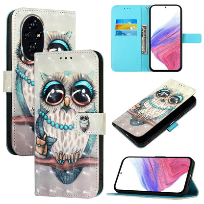 Honor 200 Leather Flip Phone Case with 3D Painted Design, Card Holder, Wallet & Stand Function - Durable Protection & Easy Access