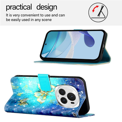 Honor Magic6 Pro Global Leather Flip Phone Case with 3D Painted Design, Card Holder, Wallet & Stand Function - Durable Protection & Easy Access