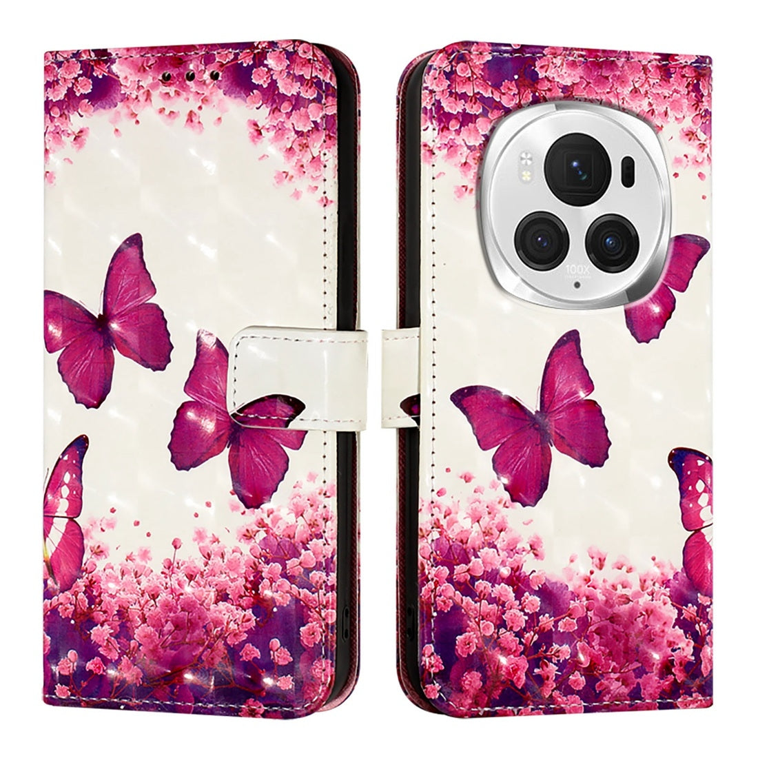 Honor Magic6 Pro Global Leather Flip Phone Case with 3D Painted Design, Card Holder, Wallet & Stand Function - Durable Protection & Easy Access